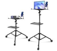 VEVOR Projector Stand with Wheels, Laptop Stand Tripod Adjustable Height from 31.3 to 67.3", Projector Tripod Stand with 2 Trays & Gooseneck Phone Hol
