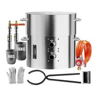 VEVOR Propane Melting Furnace Kit, 16KG/35lbs Gas Metal Melting Furnace Kit, Dual Burner Foundry Home Kiln with Crucibles and Tongs, Smelting Casting