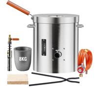 VEVOR Propane Melting Furnace Kit, 8KG/18lbs Gas Metal Melting Furnace Kit, Foundry Home Kiln with Crucible, Tongs, Wooden Handle, Smelting Casting To