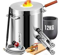 VEVOR Propane Melting Furnace Kit Large Capacity Foundry Home, Blacksmithing Forge with Crucible & Tongs Kiln, Stainless Steel Smelter, for Metal Scrap Recycle, Gold Copper Silver Casting, 12 KG