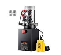 VEVOR Pump 6 Quart Pompe Hydraulique DC 12 V 6 L Double Effet Pour Camion à Benne Basculante Hydraulic Group, Oil Flow 3.44 L/min, Max. Discharge Pressure 22 MPa, Black and Silver, 481 × 186 × 190 mm