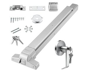 VEVOR Push Bar Door Locks, Carbon Steel Panic Bars for Exit Doors, with Exterior Lever and 3 Keys, Push Bar Panic Exit Device Door Hardware for Metal Wood Door, for Left and Right Handed Doors