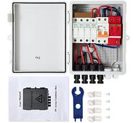 Vevor PV Combiner Box, 4 String, with 15A Rated Current Fuse, 63A Circuit Breaker, Lightning Arrester and Solar Connector, for On/Off Grid Solar Panel System, IP65 Waterproof, White