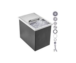 Vevor QRSCBCHG18LXZOFABV0 18 x 12 x 14.5 in. Drop in Ice Chest Stainless Steel Ice Cooler Commercial Ice Bin with Cover 40.9 qt.