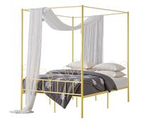 VEVOR Queen Size Canopy Bed Frame, Metal Canopy Bed with Minimalist Headboard & Four Posters Design, Heavy Duty Steel Slats Support, Underbed Storage Space, No Box Spring Needed, Easy Assembly, Gold