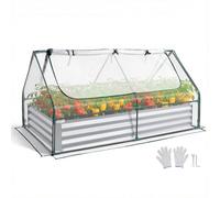VEVOR Raised Bed Metal 180 x 90 x 30 cm, Rectangular Garden Bed, Plant Box Set for Outdoor Use, Vegetable Bed with Greenhouse Cover & Gloves, Flower Bed, Plant Bed for Flowers and Vegetables