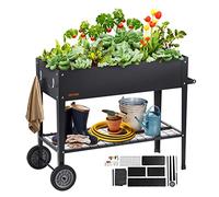 VEVOR Raised Garden Bed, 42.5 x 19.5 x 31.5 inch Galvanized Metal Planter Box, Elevated Outdoor Planting Boxes with Legs, for Growing Flowers/Vegetables/Herbs in Backyard/Garden/Patio/Balcony, Black