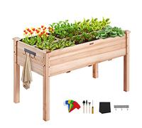VEVOR Raised Garden Bed, 47.2 x 22.8 x 30 inch Wooden Planter Box, Elevated Outdoor Planting Boxes with Legs, for Growing Flowers/Vegetables/Herbs in Backyard/Garden/Patio/Balcony, Burlywood