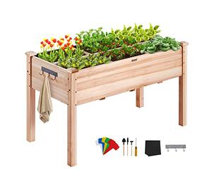 VEVOR Raised Garden Bed, 47.2 x 22.8 x 30 inch Wooden Planter Box, Elevated Outdoor Planting Boxes with Legs, for Growing Flowers/Vegetables/Herbs in Backyard/Garden/Patio/Balcony, Burlywood