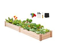 VEVOR Raised Garden Bed, 7.9 x 2 x 0.8 ft Wooden Planter Box, Outdoor Planting Boxes with Open Base, for Growing Flowers/Vegetables/Herbs in Backyard/Garden/Patio/Balcony, Burlywood