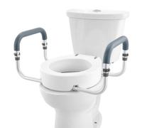 Vevor Raised Toilet Seat, 3.5" Height Raised, 300 Lbs Weight Capacity, For Standard Round Toilet, Aluminum Handrail