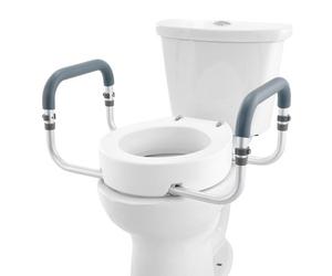 Vevor Raised Toilet Seat, 3.5" Height Raised, 300 Lbs Weight Capacity, For Standard Round Toilet, Aluminum Handrail
