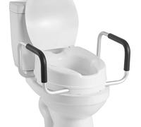VEVOR Raised Toilet Seat with Arms, 300 lbs Load Capacity, 4-Inch Lift Height, Widened Commode Elevated Toilet Seat Riser with Padded Handles for Seniors, Elderly, Handicap, Disabled, and Adults Use