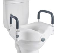 VEVOR Raised Toilet Seat with Arms, 300 lbs Load Capacity, 5-Inch Lift Height, Widened Commode Elevated Toilet Seat Riser with Padded Handles for Sen