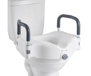 VEVOR Raised Toilet Seat with Arms, 300 lbs Load Capacity, 5-Inch Lift Height, Widened Commode Elevated Toilet Seat Riser with Padded Handles for Sen