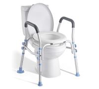 VEVOR Raised Toilet Seat with Arms, 300 lbs Load Capacity, Adjustable Height, Widened Commode Elevated Toilet Seat Riser with Handles and Splash Guard for Seniors, Elderly, Handicap, Disabled, Adults