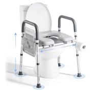 VEVOR Raised Toilet Seat with Arms, 400 lbs Load Capacity, Adjustable Height and Width, Commode Cushion Padded Elevated Toilet Seat Riser with Handles for Seniors, Elderly, Handicap, Disabled, Adults