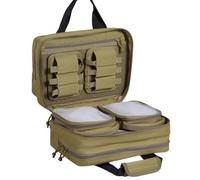 VEVOR Range Bag for 2 Pistols, Tactical Gun Bag with 2 Built-in Removable Pistol Bags & 6 Detachable Magazines, Gun Range Bag for Outdoor Hunting Shooting, Lockable Carrying Handgun Bag Case, Brown