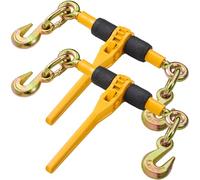 VEVOR Ratchet Chain Binders, 1/4"-5/16", 2600 lbs Safe Working Load, 2 Pack Load Binder with 2 Grab Hooks, Tie Downs for Transport Chain, Heavy Duty Tow Chain Ratchet Binders for Flatbed Truck Trailer