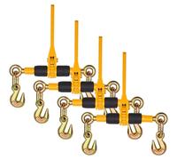 VEVOR Ratchet Chain Binders, 1/4"-5/16", 2600 lbs Safe Working Load, 4 Pack Load Binder with 2 Grab Hooks, Tie Downs for Transport Chain, Heavy Duty Tow Chain Ratchet Binders for Flatbed Truck Trailer