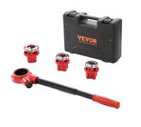 VEVOR Ratchet Pipe Threader Kit, 1/2" NPT, 3/4" NPT, 1" NPT Manual Ratcheting Pipe Threader, Portable Pipe Threading Tool Set with 3PCS NPT Dies, Stor