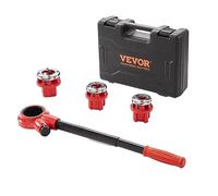 VEVOR Ratchet Pipe Threader Kit, 1/2" NPT, 3/4" NPT, 1" NPT Manual Ratcheting Pipe Threader, Portable Pipe Threading Tool Set with 3PCS NPT Dies, Storage Case for Galvanized Aluminum Iron Copper Pipes