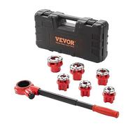 VEVOR Ratchet Pipe Threader Kit, 1/4" NPT - 1-1/4" NPT Manual Ratcheting Pipe Threader, Portable Pipe Threading Tool Set with 6PCS NPT Dies, Storage Case for Galvanized Aluminum Iron Copper Pipes