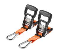 VEVOR Ratchet Strap 3.8cm x 1.8m Tie Down Strap Set of 2 Loading Straps for Moving Trailer Motorcycles Kayaks Roof Car with Snap Hooks Break Resistance 1100kg