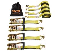 VEVOR Ratchet Tie Down Straps (4PK), 10000 lb Break Strength, Double J Hook Includes 4 Premium 2" x 27' Rachet Tie Downs with Padded Handles, for Movi