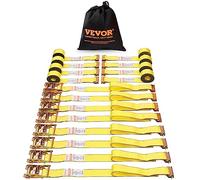 VEVOR Ratchet Tie Down Straps (8PK), 4400 lb Break Strength, E-Track Endless Ratchet with 8 Premium 2" x 15' Rachet Tie Downs Heavy Duty, for Moving Securing Cargo, Appliances, Lawn Equipment