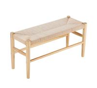 VEVOR Rattan Bench, 31.5" Wooden Rattan Bench, Entrywway Bench with Oak Wood Legs, Bedroom End of Bed Boho Bench with Hand Woven Rattan, for Living Room, Kitchen