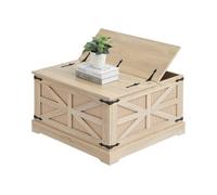 VEVOR Rattan Coffee Table, Rectangle PE Rattan Woven Wood Coffee Table with MDF Top, 32-Inch Modern Boho Style Storage Coffee Table with Retro Metal Hinges, for Living Room, Bedroom & Small Spaces
