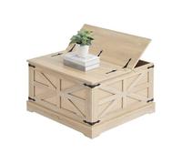 VEVOR Rattan Coffee Table, Rectangle PE Rattan Woven Wood Coffee Table with MDF Top, 32-Inch Modern Boho Style Storage Coffee Table with Retro Metal Hinges, for Living Room, Bedroom & Small Spaces