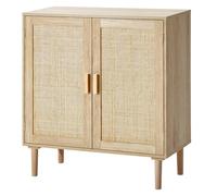 VEVOR Rattan Storage Cabinet with 2 Magnetic Doors and Adjustable Shelves, Sideboard Buffet for Hallway, Entryway, Living Room, or Kitchen, Natural