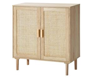 VEVOR Rattan Storage Cabinet with 2 Magnetic Doors and Adjustable Shelves, Sideboard Buffet for Hallway, Entryway, Living Room, or Kitchen, Natural