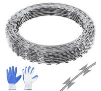 VEVOR Razor Wires, 98 ft Razor Barbed Wire, 2 Rolls Razor Wire Fencing Razor Fence, Razor Ribbon Barbed Wire Galvanized Razor Wire Fence, Rolls Razor