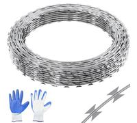 VEVOR Razor Wires, 98 ft Razor Barbed Wire, 2 Rolls Razor Wire Fencing Razor Fence, Razor Ribbon Barbed Wire Galvanized Razor Wire Fence, Rolls Razor for Garden