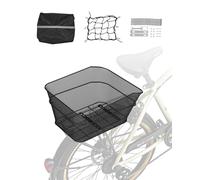 VEVOR Rear Bike Basket Wire Mesh Bicycle Basket with Cargo Net & Waterproof Cover Durable Metal Bike Back Basket Fits Most Rear Bike Racks Mounti