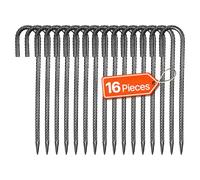 VEVOR Rebar Stakes, 12-Inch, Heavy-Duty 0.4 in Diameter J Hook, Galvanized Steel Ground Anchors with Chisel Point End & Rust-Resistant Coating, for Gardening Support, Fence, Camping Tents (16-Pack)