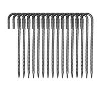 VEVOR Rebar Stakes, 16-Inch, Heavy-Duty 0.4 in Diameter J Hook, Galvanized Steel Ground Anchors with Chisel Point End & Rust-Resistant Coating, for Gardening Support, Fence, Camping Tents (16-Pack)