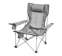 VEVOR Reclining Camping Chair, 4 Adjustable Positions, Portable Folding Lounger for Adults, Mesh Beach Chair with Headrest & Foot Rest, Supports 220 lbs, Heavy Duty Camp Chairs for Patio, Gray