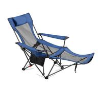 VEVOR Reclining Camping Chair, 4 Adjustable Positions, Portable Folding Lounger for Adults, Mesh Beach Chair with Headrest & Foot Rest, Supports 220 l