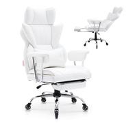 VEVOR Reclining Office Chair with Footrest, Heavy Duty PU Leather Wide Office Chair, Big and Tall Executive Office Chairs with Lumbar Support, Strong
