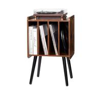 VEVOR Record Player Stand, 2 Tiers Turntable Stand with 4 Cabinets, Holds up to 100 Albums, Wooden Vinyl Record Storage Cabinet with Display Shelf for Bedroom, Living Room, Brown