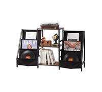 VEVOR Record Player Stand, 3 Tiers Metal Vinyl Record Stand, Holds up to 280 Albums, Turntable Stand with Record Holder Vinyl Display Shelf, Wooden Record Holder Ideal for Bedroom, Living Room, Black