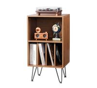 VEVOR Record Player Stand, 3 Tiers Turntable Stand with Record Storage, Holds up to 150 Albums, Vinyl Record Storage Cabinet with Metal Legs for Bedroom, Living Room, Brown