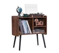 VEVOR Record Player Stand, Turntable Stand Holds Up to 100 Albums, Vintage Vinyl Record Cabinet with Removable Shelves, Player Table with Adjustable Height for Living Room, Bedroom, Brown