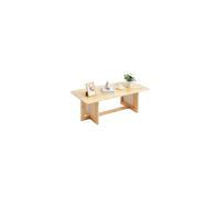 VEVOR Rectangular Rattan Coffee Table with Rubber Wood Top, 47-Inch Modern Boho Storage, Natural Legs for Living Room, Bedroom & Small Spaces