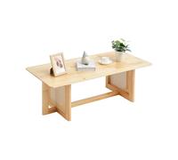 VEVOR Rectangular Rattan Coffee Table with Rubber Wood Top, 47-Inch Modern Boho Storage, Natural Legs for Living Room, Bedroom & Small Spaces