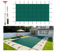Rectangular Safety Mesh Swimming Pool Cover 20X40 FT Green Winter Outdoor
